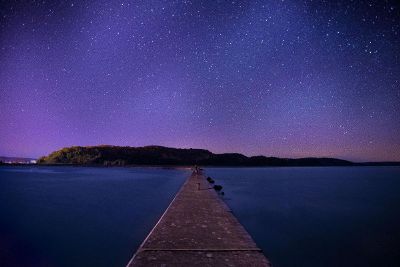 starry night over island