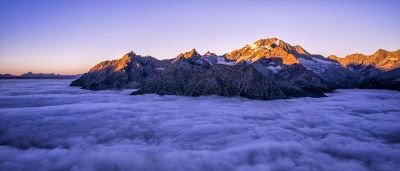 mountain peak in clouds