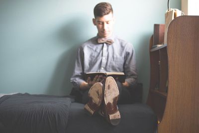 student reading a book