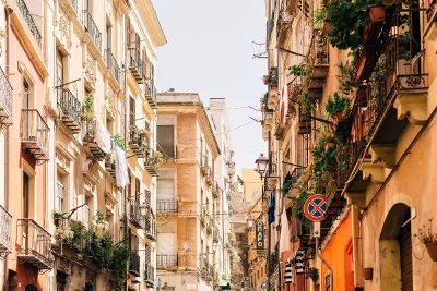 view down a narrow street