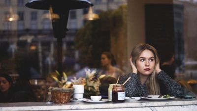 girl at a table