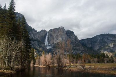 waterfalls on a mountain