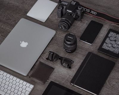 desk full of technology