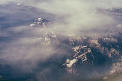 view of mountains from a plane