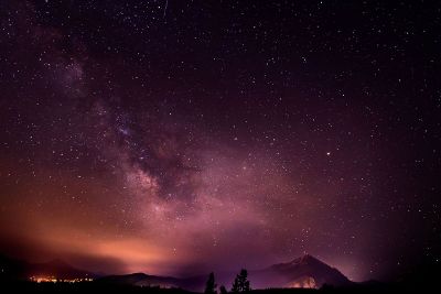 purple milky way at night