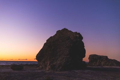 stone outcropping on beach