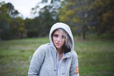 woman in a hoodie