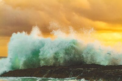 wave crashing on a rock