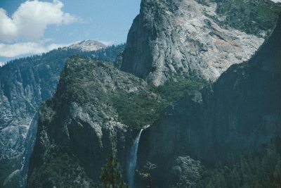 mountain scene with waterfall