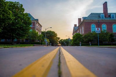 street in the sunset