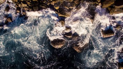 waves crashing against rocks