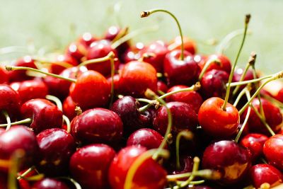 red cherries on stem