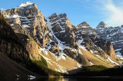 ice copped mountain peaks