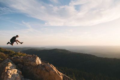 man jumping near the edge