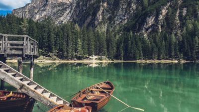 boat dock on mountain lake