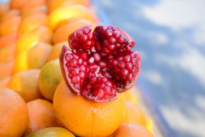 crisp sweet pomegranate seeds