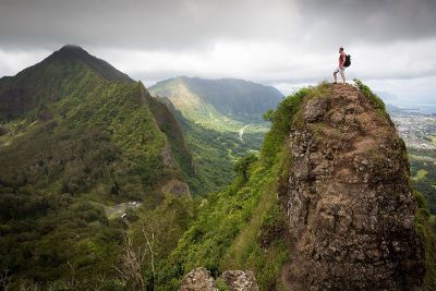 standing on a peak