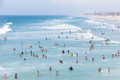 people bathing at the beach