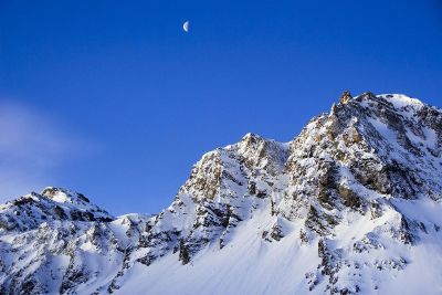 beautiful peak of mountain covered with snow