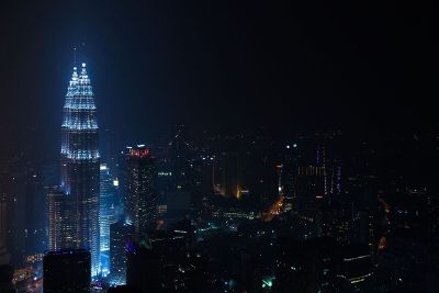 skyscrapers at night