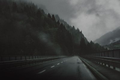 a clouded forest highway
