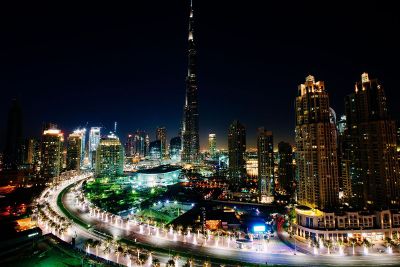 dubai skyline at night