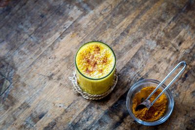 turmeric and juice in table