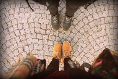 shoes on the sidewalk