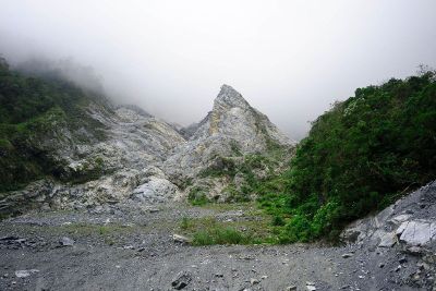 mountain in the fog