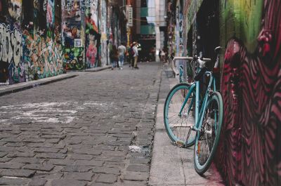 bicycle against the wall