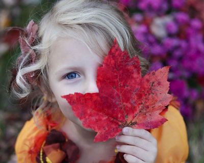 girl pictured with leaf