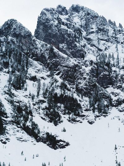 a snowy cliff