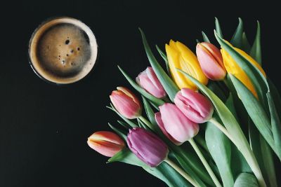 flowers and coffee