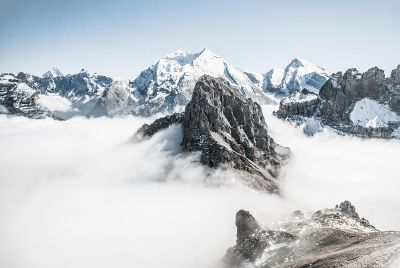 snow in the mountains