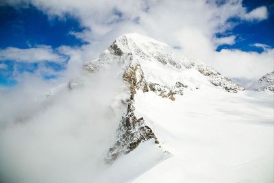 peak of snow covered mountain