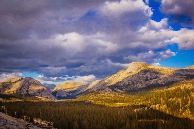 mountain range and blue sky