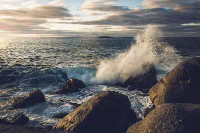 waves on rocks