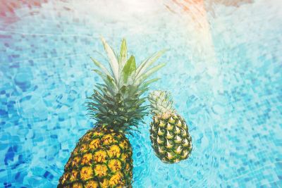 pineapples in a pool