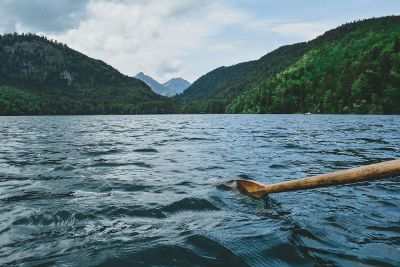 rowing on a lake