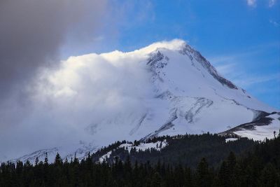 smoke in front of mountain