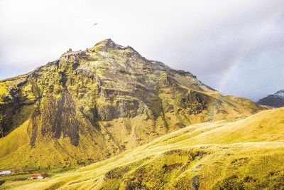 mountain landscape with rainbow
