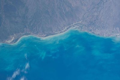 water meets coast line