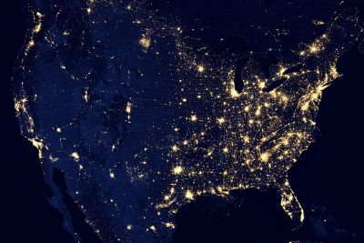 satellite pic of country in night