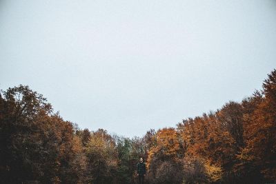 man in front of trees