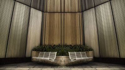 unique architecture with benches