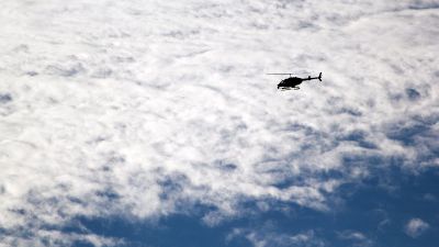 helicopter in clouds