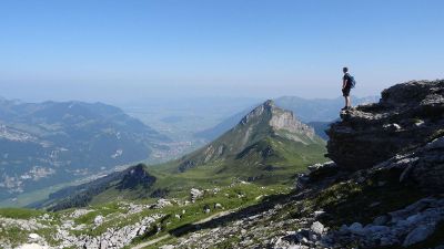 man alone on mountain