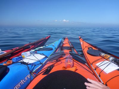 kayaks in the water