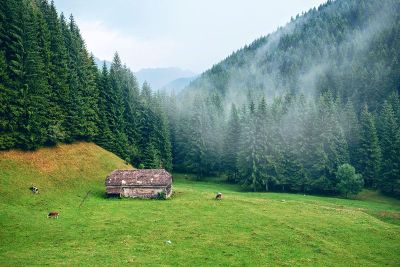 small house in the mountains