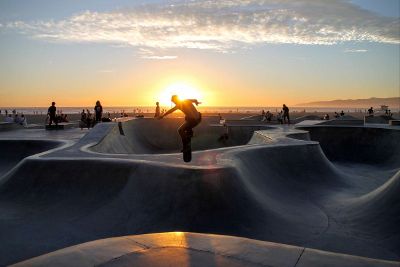 skateboarding at sunset